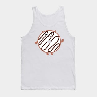 Vanilla Donut-Shaped Cat with Chocolate Drizzle Tank Top